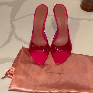 Amina Muaddi Vibrant Pink Heels